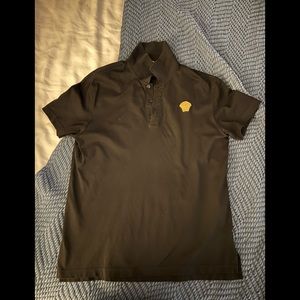 Great condition black Versace polo with gold contrast Medusa